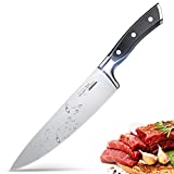 SKY LIGHT Couteau de Cuisine Professionnelle 20 cm Couteau de Chef Couteau à Légumes en German Acier Carbone Inoxydable Bord avec Poignée Ergonomique Anti Dérapante