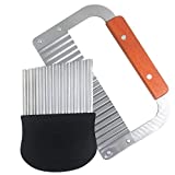 FineGood Lot de 2 hachoirs froissés, 19 cm 14 cm frites frites frites couteaux à découper, trancheuses en acier inoxydable, coupe-salade, coupe-fruits et légumes