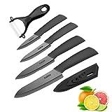 Couteau en céramique ,Cadrim Ensembles de couteaux de cuisine Couteaux chef pour Couper Fruits Légumes Viande 5pcs/Set Noir