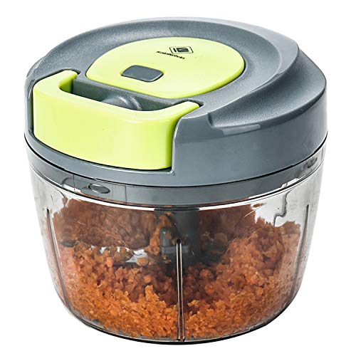 Kalokelvin - Hachoir à oignons - 5 lames - Puissant - Manuel - Hachoir à légumes - Mélangeur alimentaire avec bol et lame amovible - Matériau durable sans BPA - 900 ml